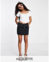 ASOS - Asos design petite - mini-jupe à taille mi-haute en denim authentique - délavé - Lyst