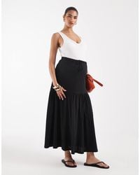 Vero Moda - – gestufter boho-maxirock aus em jersey mit taillenschnürung - Lyst