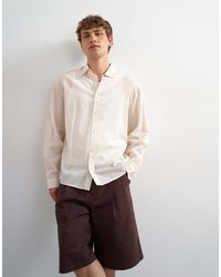 TOPMAN - Camicia Oversize Trasparente Écru A Righe - Lyst