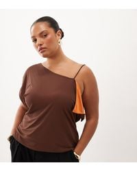 ASOS - Asos Design Curve Double Layer Contrast Mesh Asymmetric Tank Top - Lyst