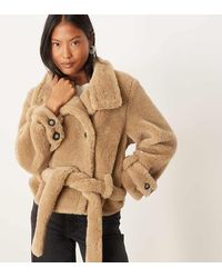 ASOS - Asos Design Petite Borg Cropped Trench Coat - Lyst
