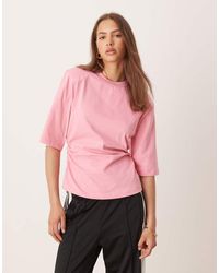 ASOS - Cinch Waist Shoulder Pad Basic Tee - Lyst