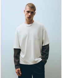 Bershka - Contrast Double-sleeve T-shirt - Lyst