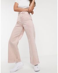 ASOS Easy - Jeans a vita alta con fondo ampio rosa slavato - Viola