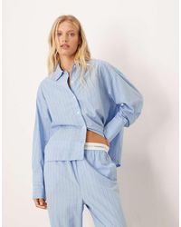 Calvin Klein - Gestreept Pyjamashirt Van Katoenen Popeline - Lyst