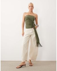 ASOS - Slinky Bandeau Crop Top With Fringe Drape Detail - Lyst