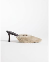 Steve Madden - Alexi - mules à talon en fausse fourrure - châtaigne - Lyst