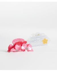 Pieces - 2 Pack Small Floral Claw Clips - Lyst