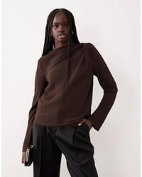 Mango - Drape Neck Long Sleeve Top - Lyst