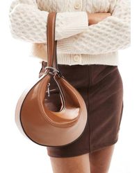 ASOS - Borsa Da Spalla E Pochette Intercambiabile Arrotondata Color Cuoio - Lyst