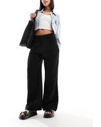 ASOS - Relaxed Straight Leg Trousers With Linen - Lyst