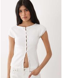 Miss Selfridge - Button Through Slash Neck Top - Lyst