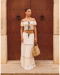 The Frolic - X Lydia Kara Exclusive Bardot Contrast Lettuce Edge Crop Top Co-ord - Lyst