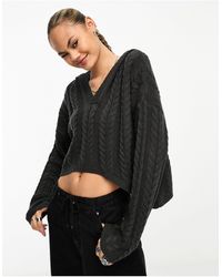 Collusion - Knitted Cropped Hoodie - Lyst