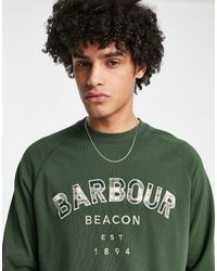 Barbour - Large Tartan Logo Crew Neck Sweatshirt - Lyst