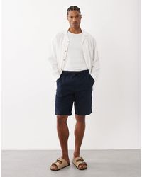BOSS - Hugo boss - short en lin mélangé - foncé - Lyst