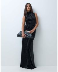 ASOS - Velvet High Neck Godet Detail Column Maxi Dress - Lyst
