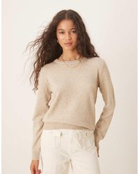 Vila - Jersey Beis Jaspeado Con Cuello Redondo De Punto De -Neutro - Lyst