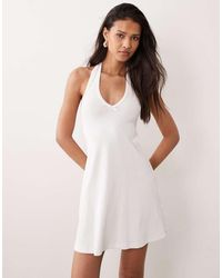Miss Selfridge - Halterneck Mini Dress With Picot Edge - Lyst