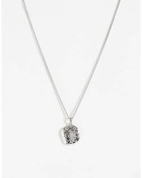 Reclaimed Vintage - Rhodium Pendant With Star Emboss Necklace - Lyst