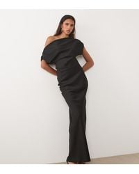 ASOS - Asos Design Tall One Shoulder Asymmetric Satin Maxi Dress - Lyst