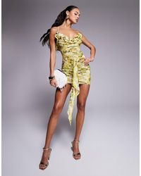 AFRM - Mackie Mesh Ruffle Mini Dress With Drape Detail - Lyst