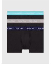 Calvin Klein - Cotton stretch - confezione da 3 boxer aderenti a vita bassa neri con fascia - Lyst