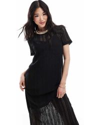 Vila - Crochet T-shirt Maxi Dress - Lyst