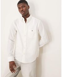GANT - Camisa Blanco A Rayas Tonales Con Logo De Escudo De Sirsaca De - Lyst
