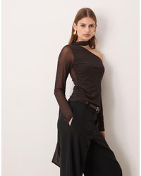 ASOS - Asymmetric Mesh Top With Scarf Detail - Lyst