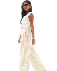 ASOS - Asos Design Petite Seersucker Pull On Straight Leg Trousers - Lyst