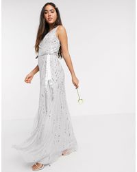 amelia rose vintage ruffle maxi dress with soft baroque embellishment in cream
