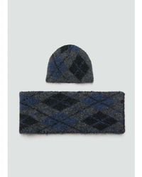 Mango - Wool Blend Argyle Scarf - Lyst