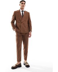 ASOS - Cotton Linen Blend Tapered Suit Trousers - Lyst