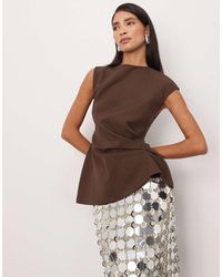 ARRANGE - Cinch Waist Tailored Top With Button Detail - Lyst