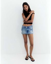 Pull&Bear - Denim Minirok Met Sterrenstuds - Lyst