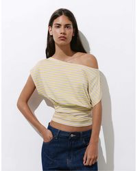 Pull&Bear - Top froncé asymétrique à rayures - Lyst