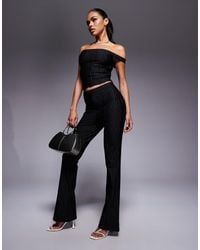 ASOS - Pantaloni A Zampa Sartoriali Slim Neri Gessati - Lyst