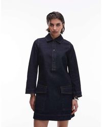ARKET - Utility Mini Jurk Van Denim Met Opgestikte Zakken Aan De Voorkant - Lyst