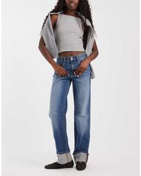 Vero Moda - Coline Mid Rise Straight Leg Jeans With Fold Up - Lyst