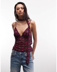 Collusion - Chiffon Polka Dot Cami Top With Scarf - Lyst