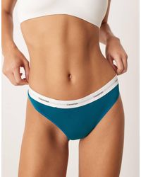 Calvin Klein - Geribbelde String Van Stretchkatoen - Lyst