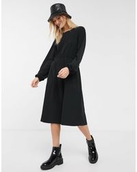 Monki Oversized T-shirt-jurk Met Ronde Hals - Zwart
