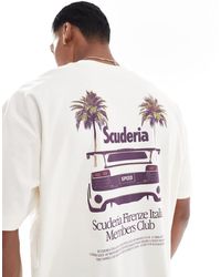 ASOS - Camiseta Color Crema Extragrande Con Estampado Gráfico De Coche De -Blanco - Lyst