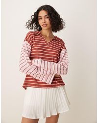 ASOS - Top A Rayas Variadas De Manga Larga Y Estilo Rugby Con Cuello De Solapas De - Lyst