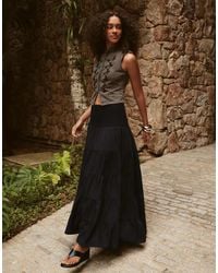 Bershka - Fold-over Waist Midi Skirt - Lyst