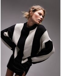 TOPSHOP - Knitted Premium Chunky Wide Rib Jumper With Wool - Lyst