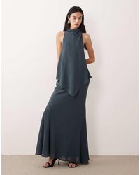 ASOS - Chiffon High Neck Double Layer Maxi Dress - Lyst