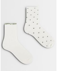 ASOS - Asos Dsign Pack Of 2 Socks With Frill Edge And Polka Dots - Lyst