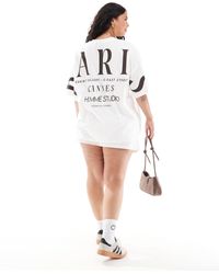 ASOS - Asos Design Curve Oversized T-shirt With Paris Stacked Back Graphic - Lyst